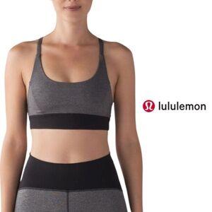 Lululemon Train Times Bra Heathered Black / Black - Size 4